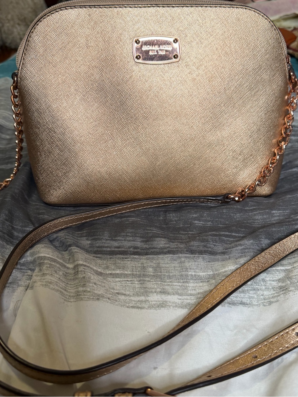 Michael Kors Rose Gold Crossbody with Chain Strap